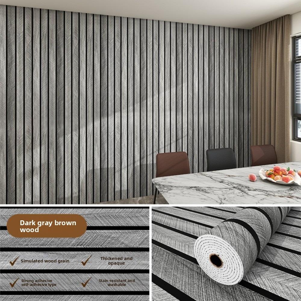 New Linear Wood Pattern 3D Foam Ceiling 0.6x3m Waterproof Wall Stickers Self-adhesive Peel and Stick Home Wallpaper