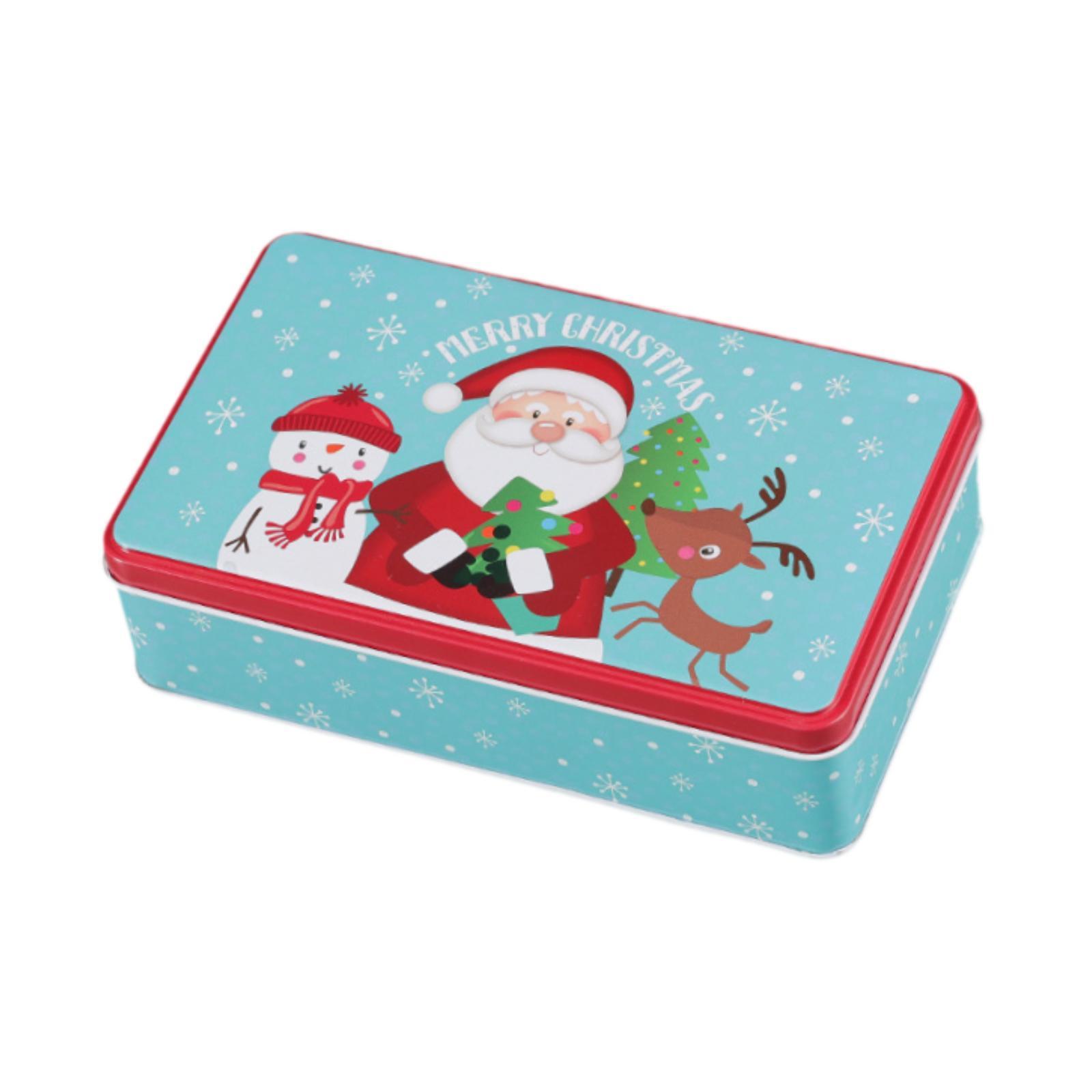 

Christmas Tin Box Candy Gift Box Decoration with Lid Christmas Candy Case Biscuit Candy Jar for Christmas Party Supplies Holiday