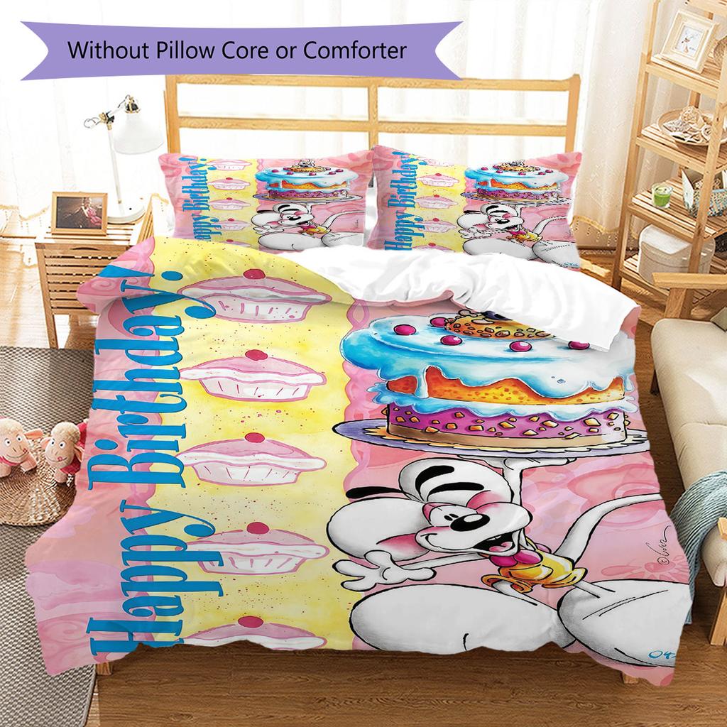 Diddl Bettwäsche Steppdecke Set Bettbezug Kissenbezug Heimdekoration Geburtstagsgeschenk (1 Bettbezug + 2 Kissenbezüge, ohne Füllung)