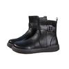Soft leather boots flat bottom British autumn and winter new fashion boots rubber sole boots comfortable velvet boots non-slip warm women