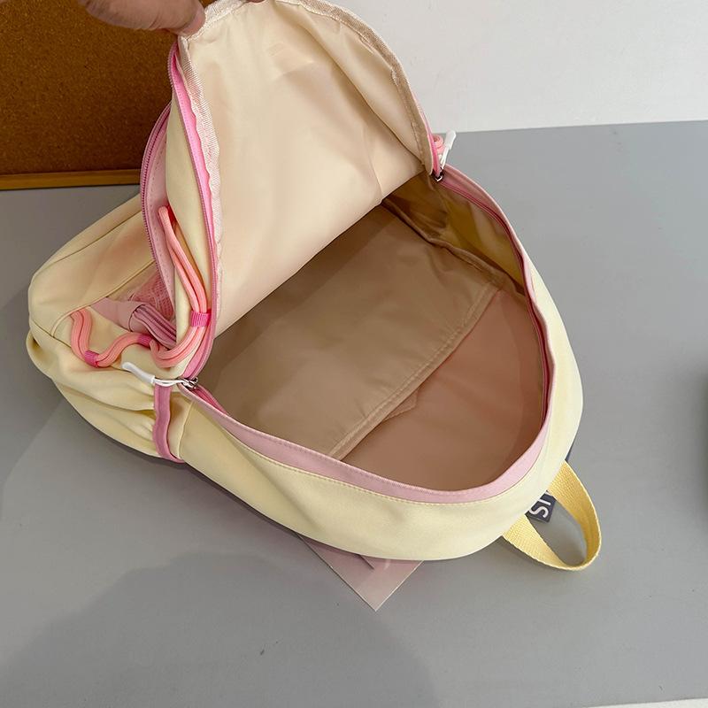 School Bag, High-value Japanese Color-block Transparent Pain Bag, Sweet Versatile Backpack for Middle School Students, Cute Children's Spring Outing