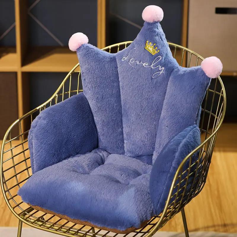 Crown Seat Cushion Summer Office Chair Cushion Comfy Car Seat Lumbar Living Room Home Decor Gaming Chair Cute Cozy Seat Pad 45x35cm синий 5640₽
