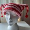 Knit Stripe Pattern Cat Ear Hat Elastic Windproof Hat with Tassels Decor Ear Protector Hat Winter Cycling Skiing Hat