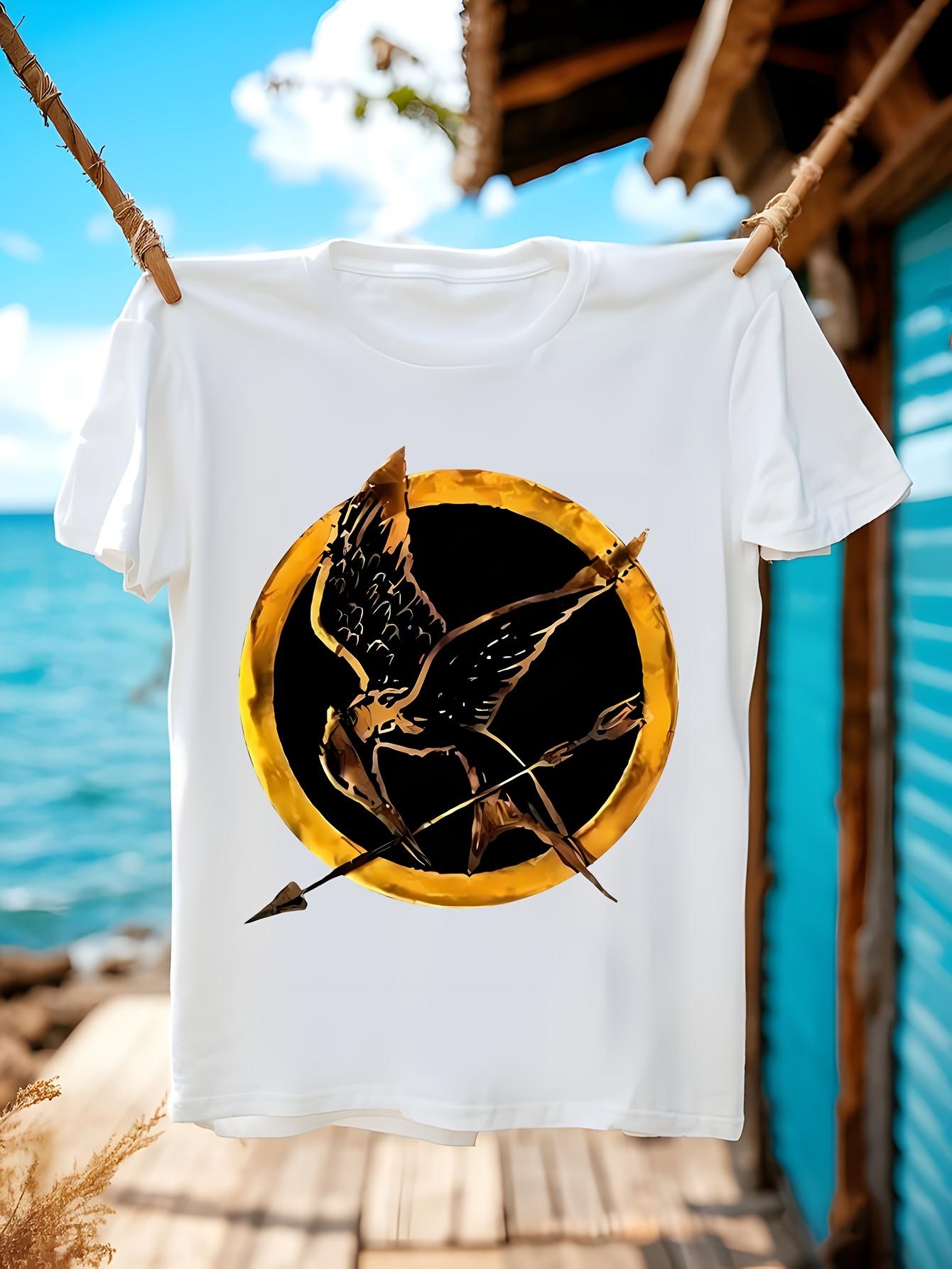 Hunger Games Mockingjay Tribute Tshirt - Black with Golde... L