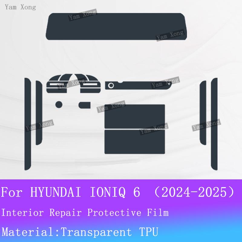 Für HYUNDAI IONIQ 6 Innenfolien-Set Navigationsbildschirm Schutzabdeckung Aufkleber Schalthebelblende TPU Transparent Kratzfeste Folien