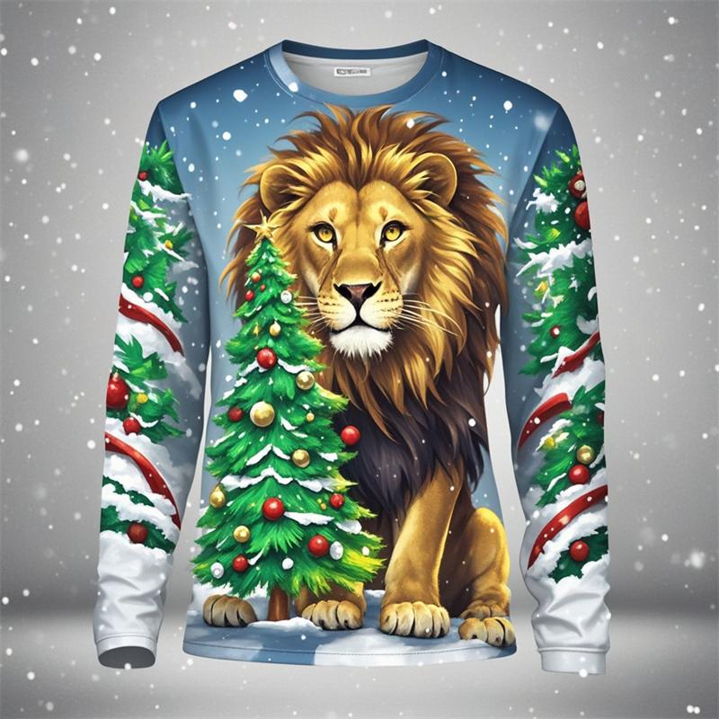 

Men s T-shirt Christmas Tree Casual Clothing Street Hip Hop Long Sleeve Fashion Harajuku 3D Printed Loose Top Graphic Tee Shirt 5XL