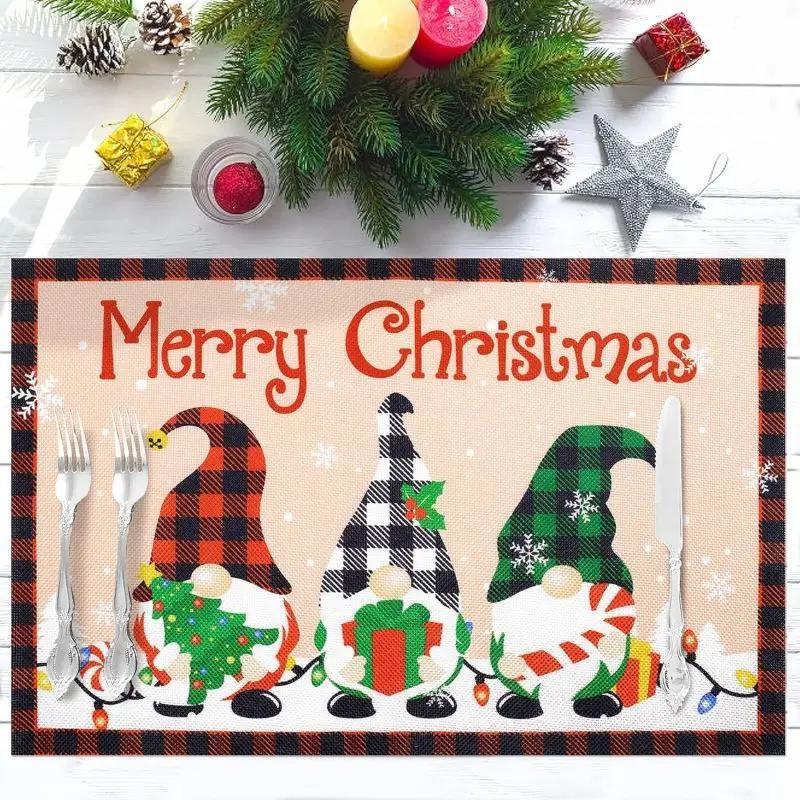 1PC Thanksgiving Placemats for Dining Table Fall Gnomes Table Decorations Harvest Give Thanks Maple Printed Dining Mat