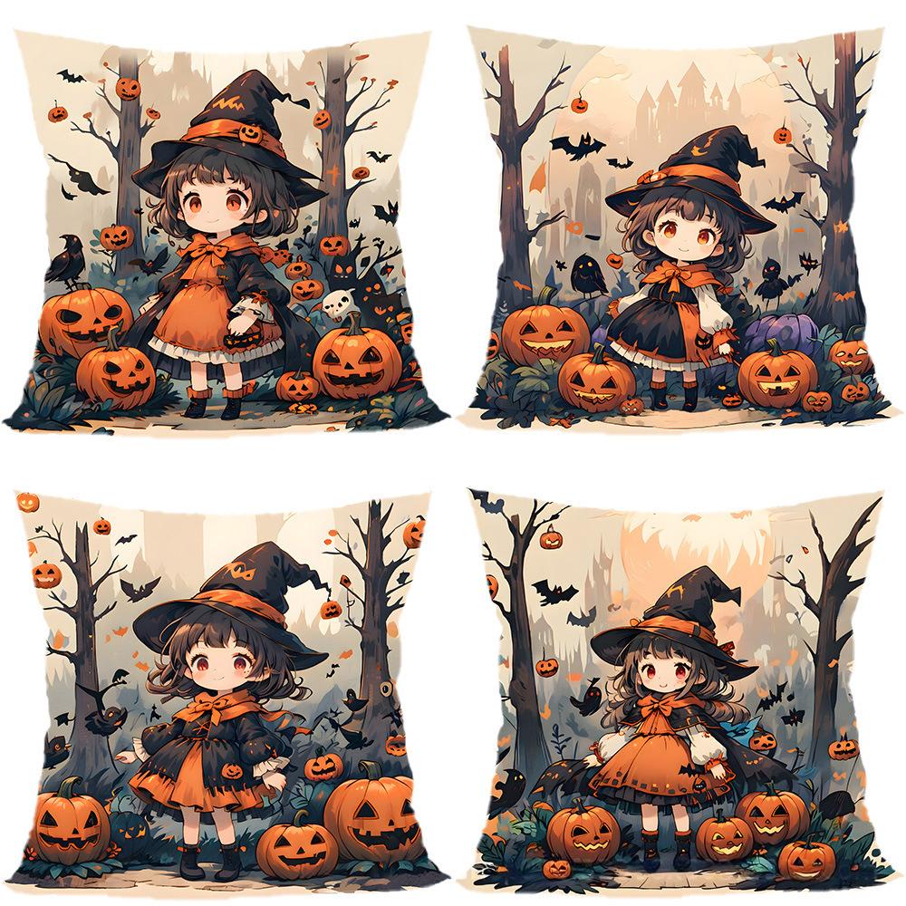 Halloween Pillowcase Pumpkin Skull Funny Ghost Cushion Cover Sofa Living Room Decoration Pillow