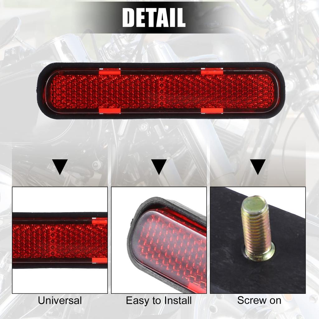 uxcell 4pcs Screw Mount Reflective Warning Reflector M5x0.8 Red Plastic Universal Rectangle for Motorcycle Bike
