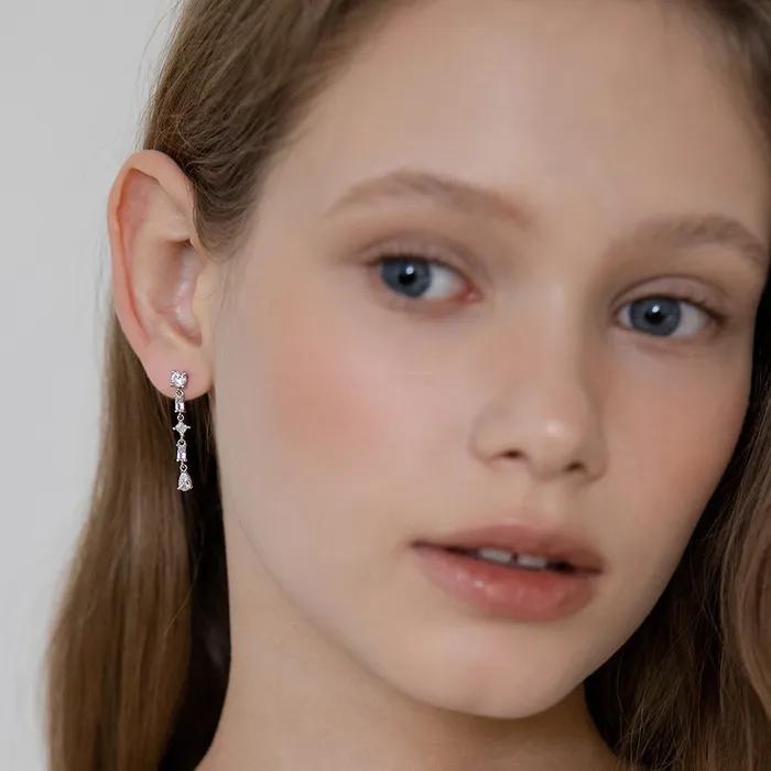 (Silver 925) Cubic Link Drop Earrings EC3283