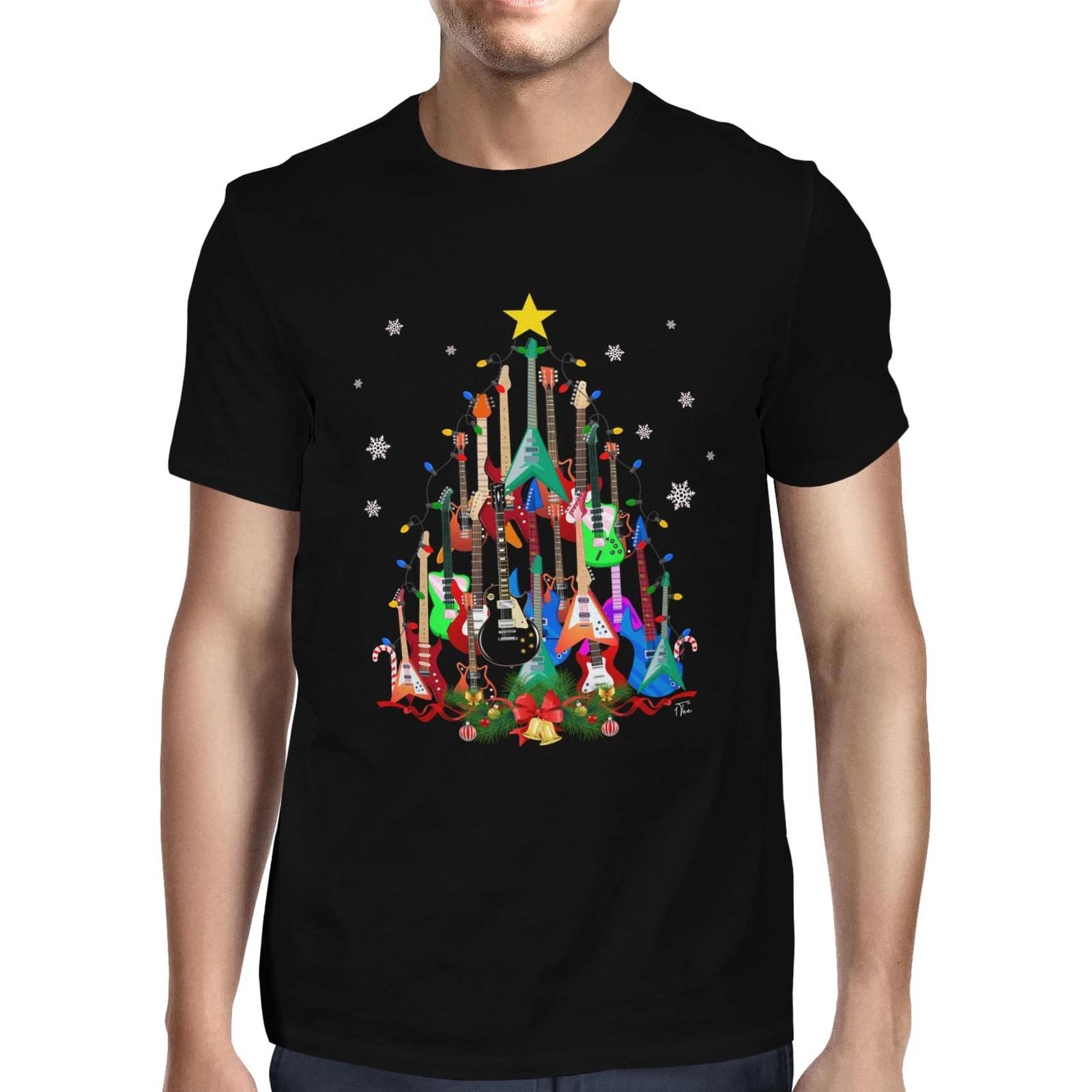 1Tee Mens Guitar Tree -  Christmas Tree Made of Guitars T-Shirt L