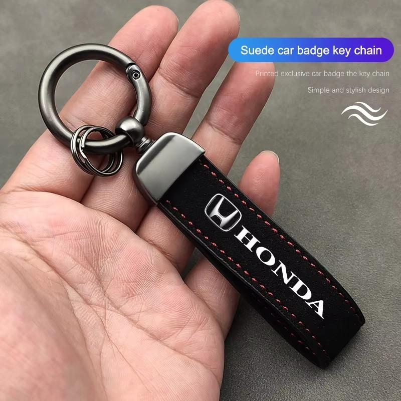 Suede Car Keyring Pendant Car Emblem Keychain For Honda Civic Accord Crosstour Spirior Odyssey Avancier UR-V Sienna Elysion CR-Z TT5
