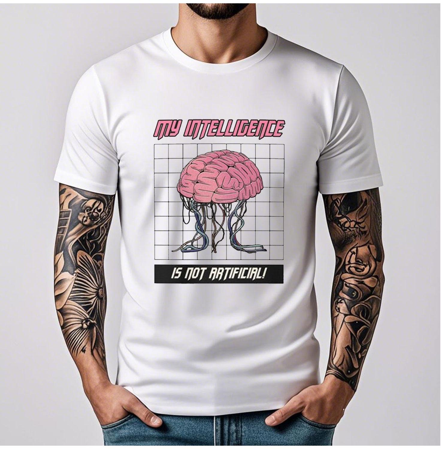 Intelligent Not Artificial T-Shirt - Brain and Wires Design | Perfect for Tech Enthusiasts, AI, ChatGpt Men s Cotton T-shirt S разноцветный