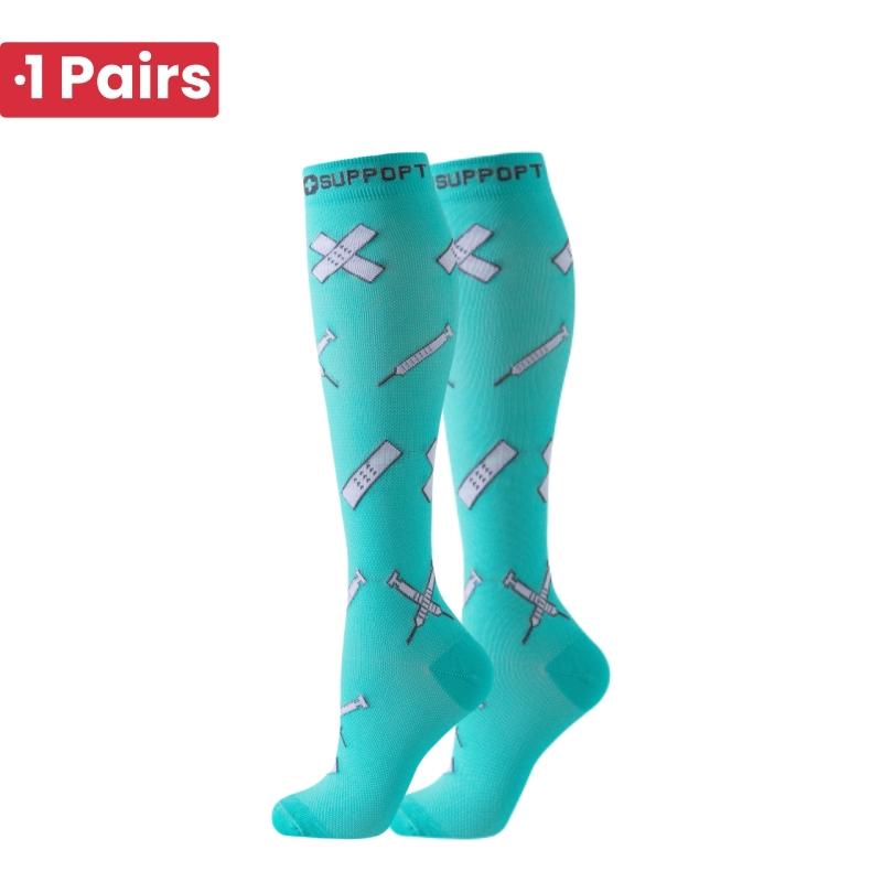 1Pairs 58 StylesNew Flower Animals Compression Socks for Leggings Breathable Running Pressure Soccer Adult Socks Pressure Socks