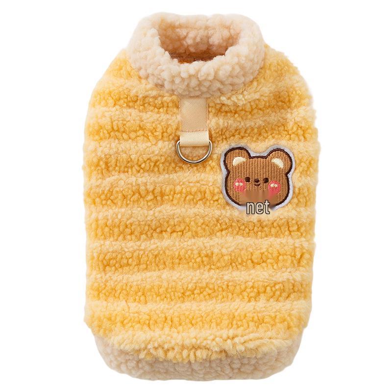 Warm Lamb Fleece Cat Clothes for Kittens & Adults - Leash-Compatible, Little Bear Design, Two-Legged for Fall & Winter, Also Fits Small Dogs