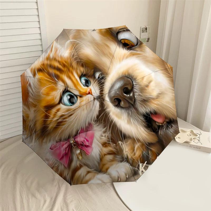

1PC Kitten Dog Umbrella-8-Rib Reinforced, Automatic Open, Lightweight & Durable, Cute Fashion Accessory for Outdoor-T150