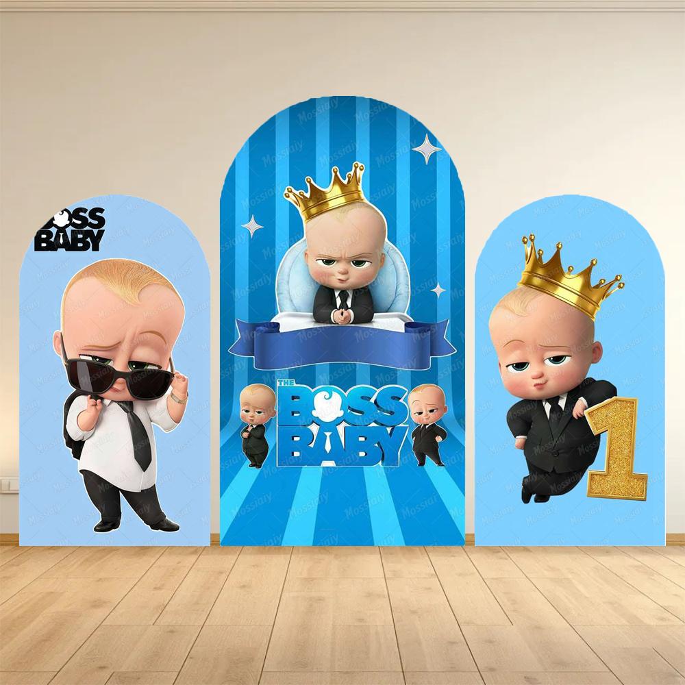 Šťastné narozeniny Boss Baby Oblouk Pozadí Kryt Klučičí Narozeniny Miminkovská Oslava Dekorace Fotografické Pozadí Rekvizity