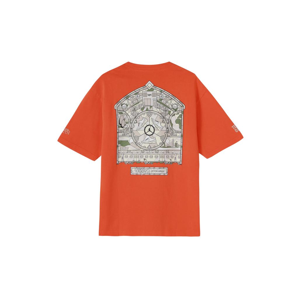 Jordan X Shelflife Logo Patch Crew Neck Short Sleeve T-Shirt Men Tops Orange DV7001-819