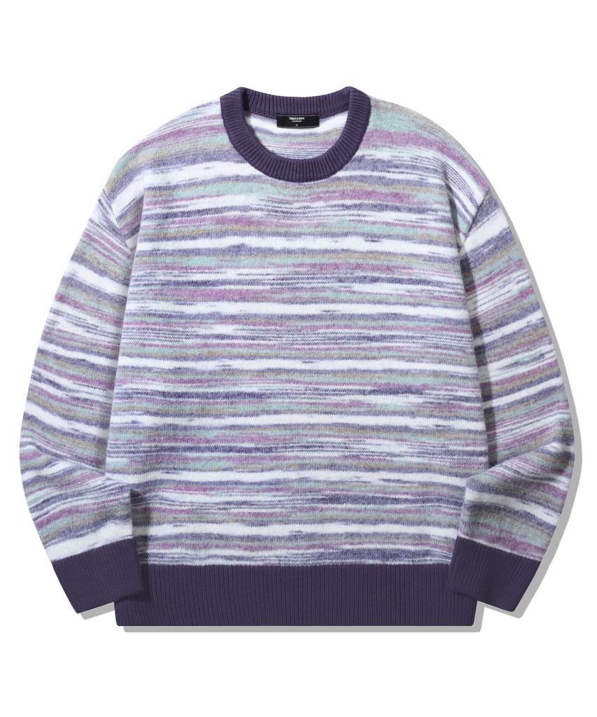 TRILLION Washable Multi-Color Gradient Crew Neck Knit_Purple