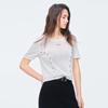 Beaded Metal Letter Commuter Short-Sleeve Knit Top