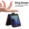 Premium Leather Crossgrain Card Pocket Phone Case For Samsung Galaxy Z Flip 8 7 6 5 4 With Metal Ring Holder Shockproof Cover