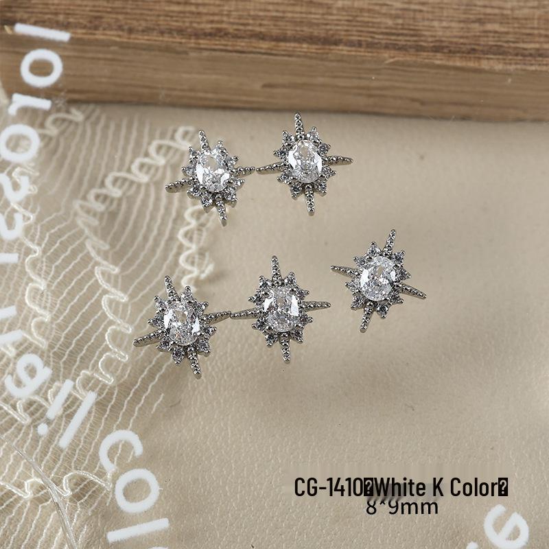 Luxury Zirconia Rhinestone Cross Nail Art Decorations - Dark Retro Style Press-on Nails