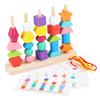 Wooden Beads Geometric Matching Toy Set For Kid Early Educational Playthings Kids Party Favor Toy