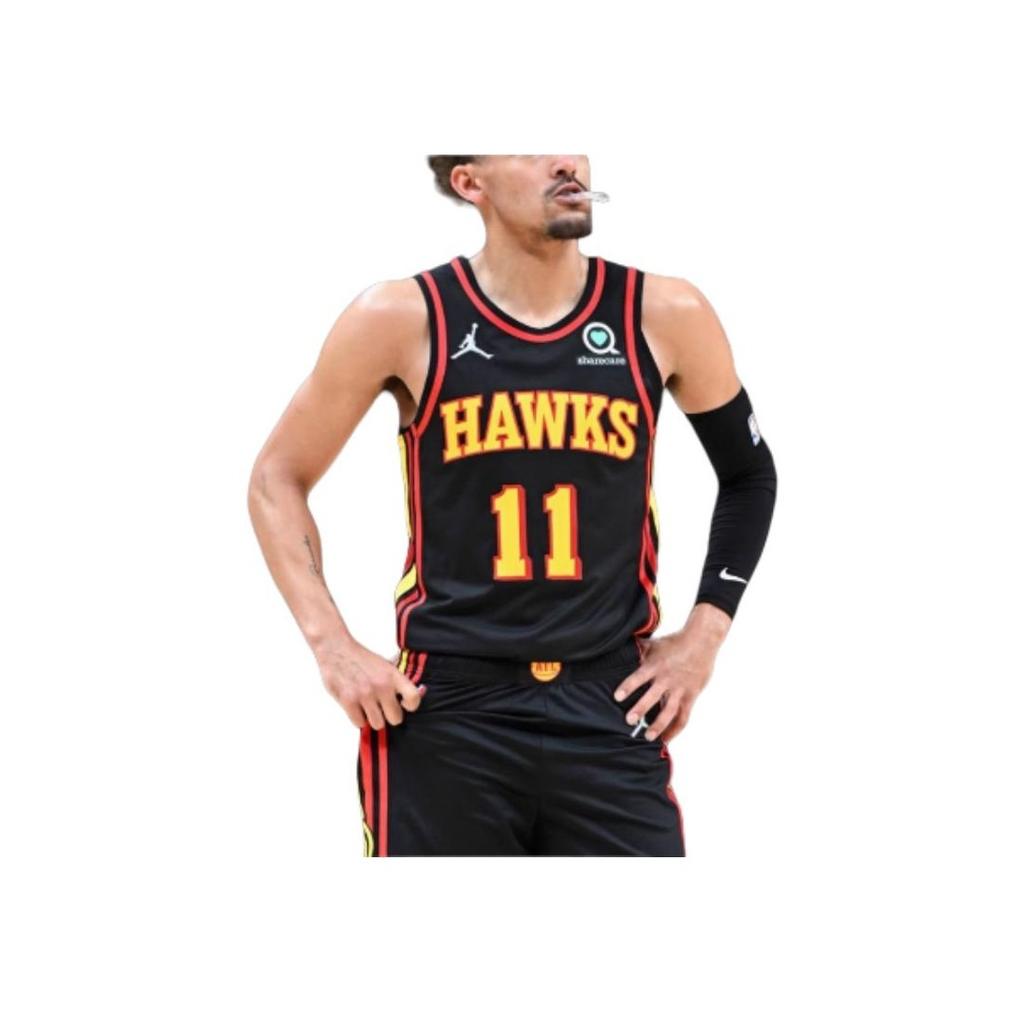 Jordan X NBA Atlanta Hawks 75th Anniversary Statement Edition Trae Young Fashionable Breathable Basketball Jersey Men Jersey Black DB3441-010