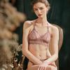 French U‑Shape Beautiful Back Lace Lingerie Set,Wire‑Free Thin Triangle Cup Sexy Bra Set for Women
