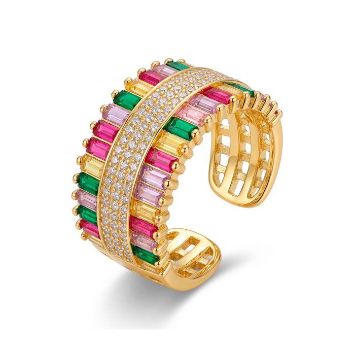 Bague - LUXENTER - Ulethel - Or jaune 18 carats - Zirconium multicolore - Largeur 11 mm
