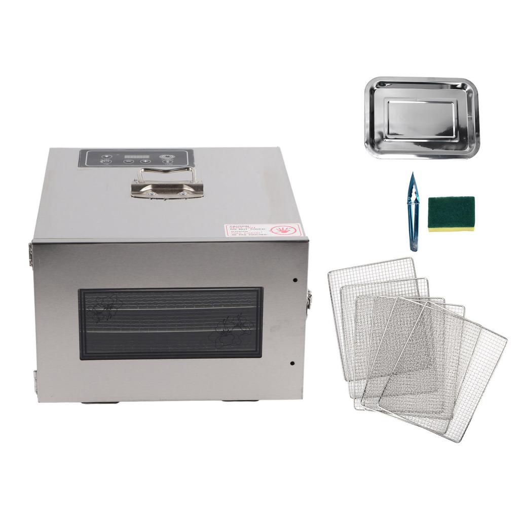 400W Sušička potravin Nerezová ocel 6 pater Elektrický sušič potravin na ovoce zeleninu UK Zástrčka