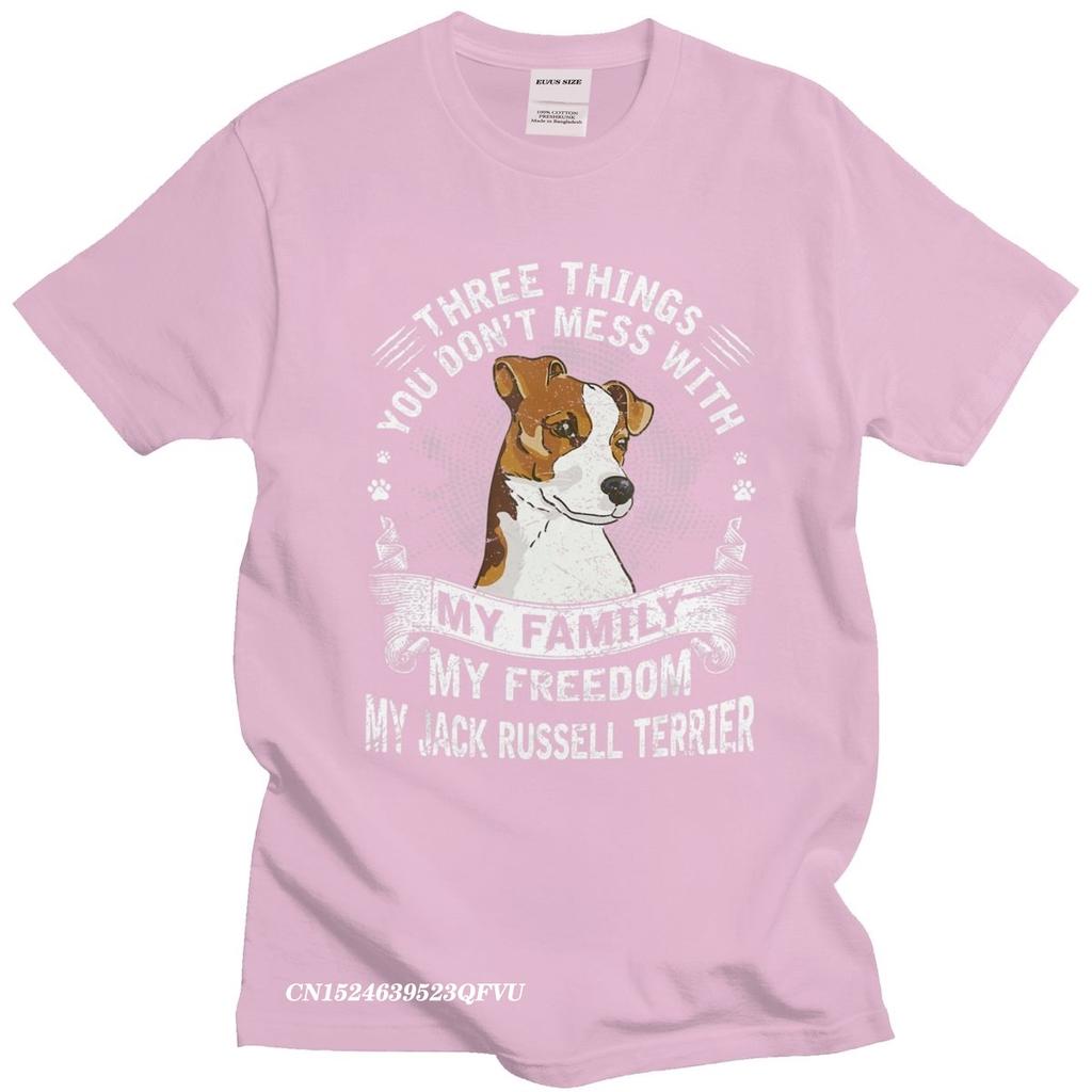 Retro Jack Russell Terrier Tshirt Three Things You Dont Mess With Oversized Cotton TShirt Aesthetic Dog Owner Camisa Tee Shirt