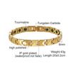 Ikuinen Anti-scratch Tungsten Carbide Bracelet Men Green Tourmaline Gold-color 20/21cm Jewelry Waterproof