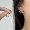1 Pair Stud Earrings for Women, Micro-Paved Cubic Zirconia Flower Design Ear Studs, Jewelry Gift for Daily Wear