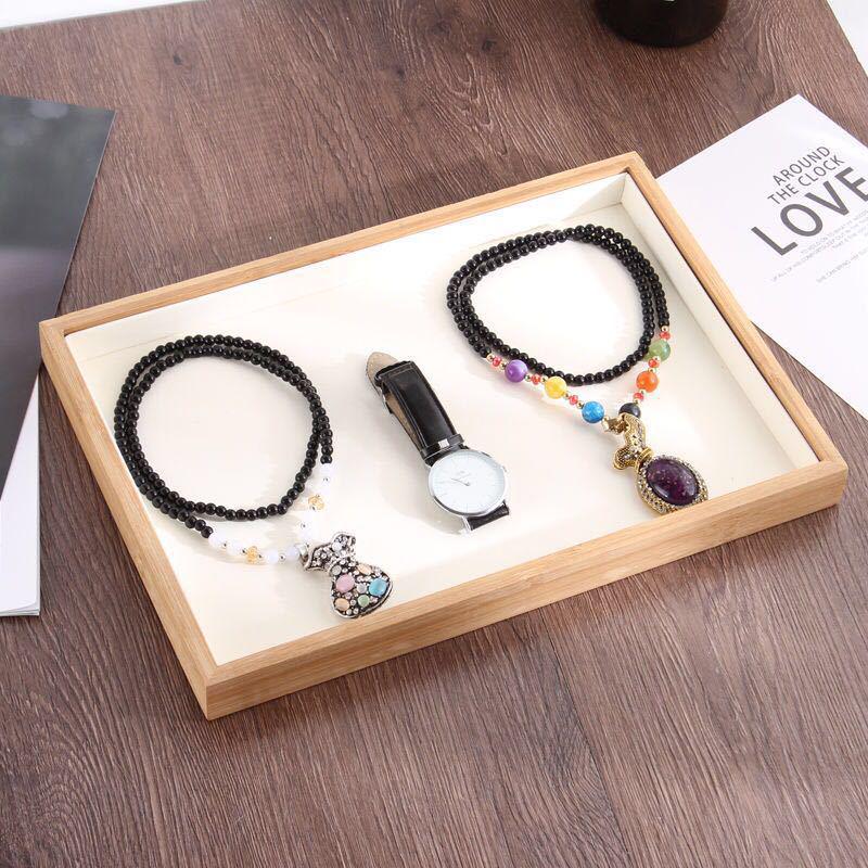 Bamboo Hollow Jewelry Display Tray for Rings, Necklaces, and Bracelets