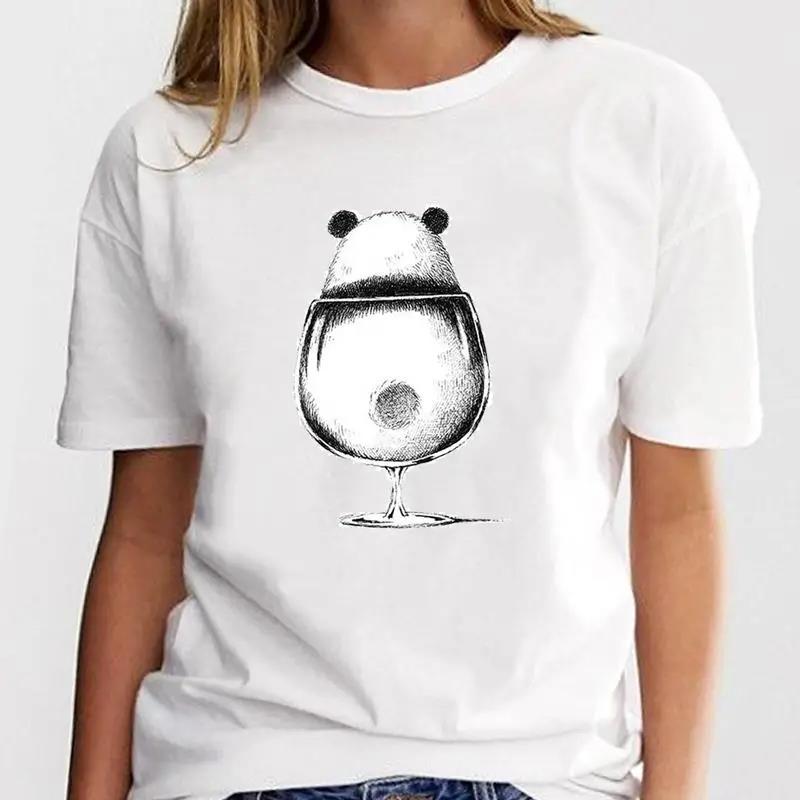 New Panda Lovely Cute Tshirt Clothing Cartoon Graphic Print Short Sleeve Fashion Casual T Shirt Women Soft Clothing