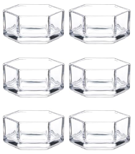 Toyo Sasaki Glass Amuse-bouche Dessert Cups, Flower Ornament Tray, Large, Set of 6, Trinket Container, Plate, TS44047