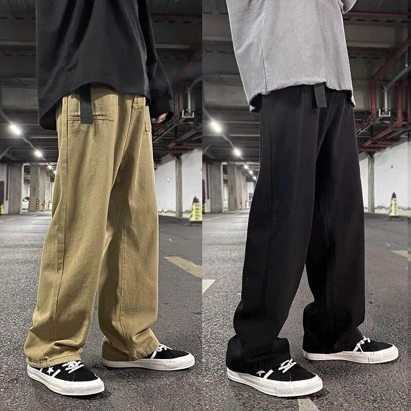 Men's Casual Pants Fashion Jogger pants Loose Straight Wide Leg Pants Vintage Cargo Pants Solid color Men's pants