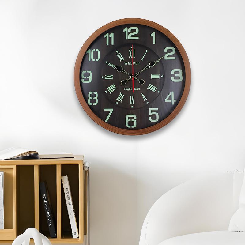 Wood Grain Wall Clock Living Room Bedroom Home Silent Clock Light Luxury Plastic Frame Hanging Watch Wall Art Decorative Clock