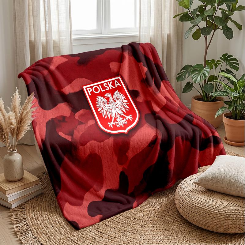 Poland Football Printed Flannel Blanket Skin Friendly Warm Decorative Throw for Indoor Couch Bed Daily Use