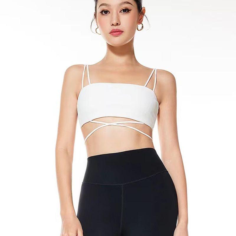 

Yoga Clothes Summer Strap Vest Women s Push up Sexy Nude Feel Workout Clothes Intimates Outdoor Sports Bra Bar L White