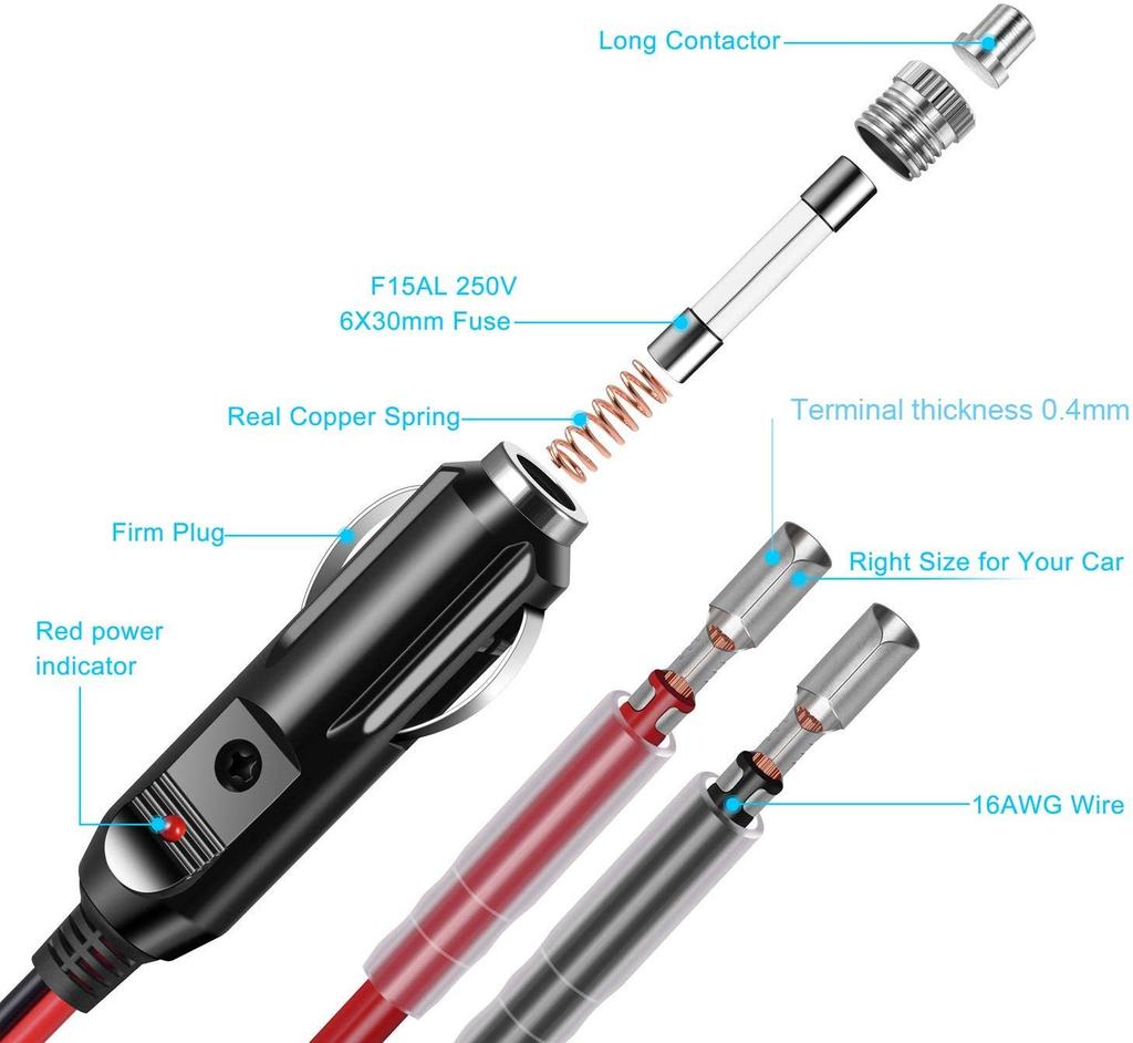 GTIWUNG 2 Pcs Car Cigarette Lighter for /24V Car Cigarette Lighter Extension Cable Cigarette