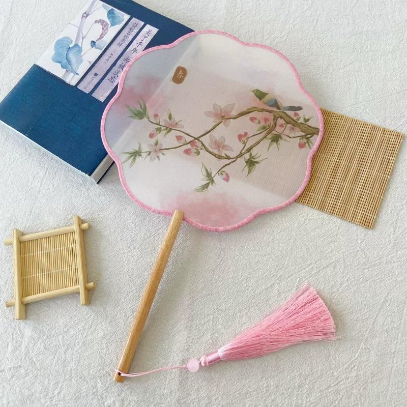 New Style Ancient-Style Semi-Transparent Round Fan for Dance, Hanfu Traditional Round Fan, Retro Classical Dance Chinese-Style Fan