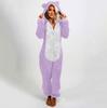 Women's Fashion Fleece-Lined Thickened Fleece Hooded Pyjamas With Zip-Up Onesie