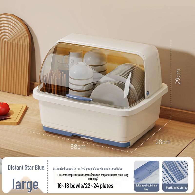 Kitchen Cupboard Dish Rack with Lid and Utensil Holder