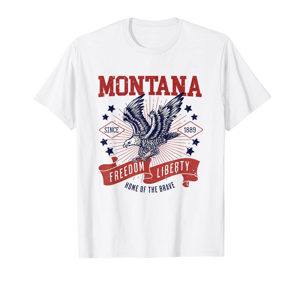 Retro USA Freedom Eagle 1889 Vintage State of Montana - Tričko