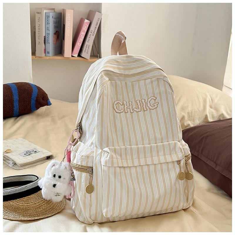 School Bag High Value New Fresh and Sweet Striped Backpack Junior High School Students Lightweight Large Capacity Backpack