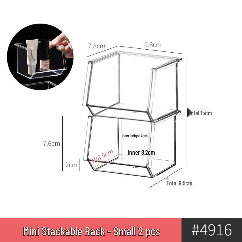 Narrow Acrylic Mirror Cabinet & Lipstick Jewelry Organizer with Tiered Shelves
