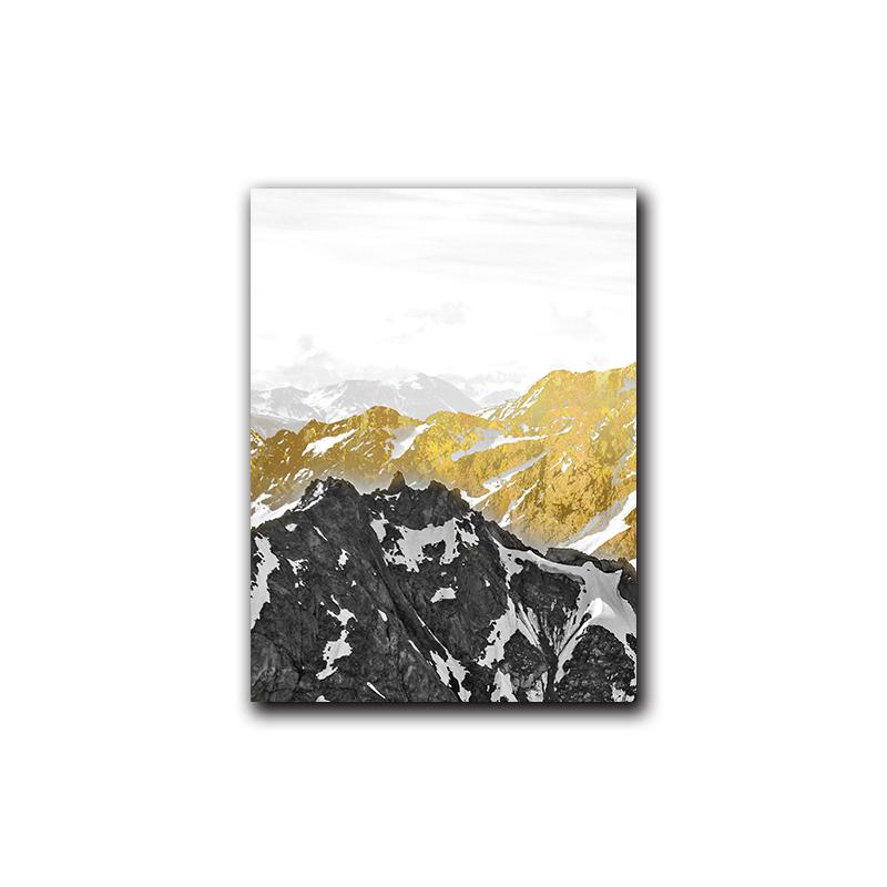 Golden Mountain Landscape Abstract Wall Art Picture Canvas Painting Poster Print Wall Art Pictures Living Room Decoration No Frame