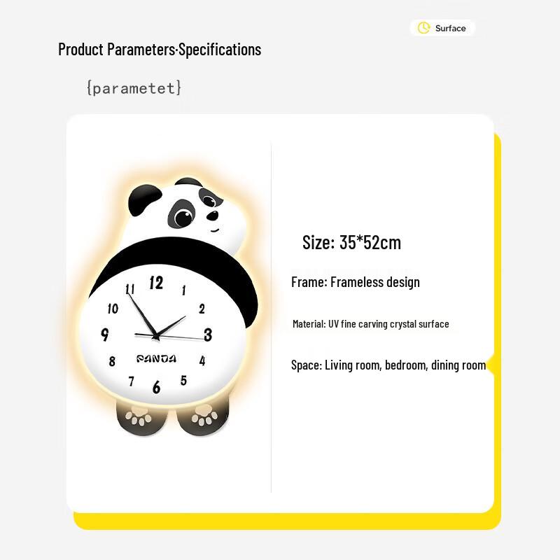 Creative Cartoon Panda Wall Clock